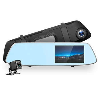 5.0 Palčni Avto DVR Ogledalo Dash Cam Dvojno Objektiv Dashcam Avto Kamera FHD 1080P (Pogled od Zadaj) IPS Zaslon na Dotik Ogledalo Pogon Diktafon