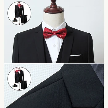 2023 NOVO Poročno obleko moških Obleko korejski Slims moška Poslovna obleka 3 kosov jakna + Hlače + Telovnik Formalno Obleko jopičem ženina, ki bo ustrezala