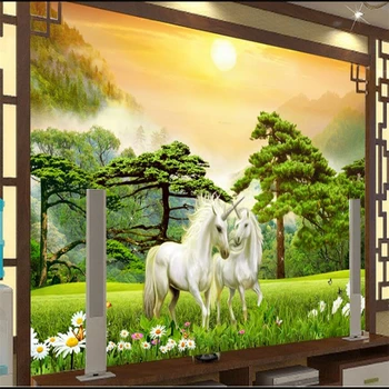 beibehang Belem Konju, ki pozdravlja bor, dnevna soba, TV ozadje po meri, velika zidana zeleno ozadje de papel parede par quarto